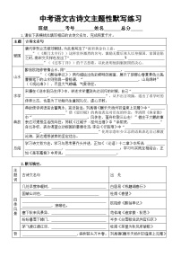 初中语文2023中考复习古诗文主题性默写练习（表格版）（附参考答案）