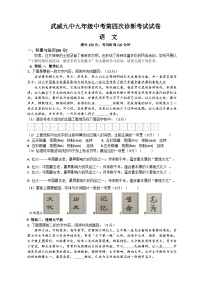 2023年甘肃省武威市第九中学中考第四次诊断考试语文试卷（含答案）