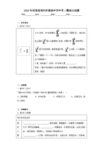 2023年河南省郑州外国语中学中考二模语文试题(含解析)