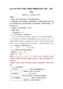 【开学摸底考】部编版语文九年级上学期--开学摸底考试卷（浙江+宁波）（考试版+解析版）