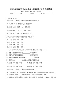 四川省南充市实验中学2023-2024学年九年级上学期语文9月月考试卷