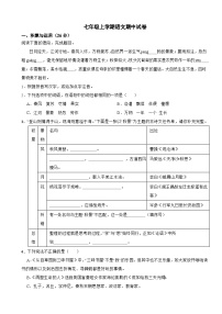 浙江省义乌市2023年七年级上学期语文期中试卷（附答案）