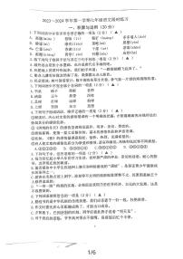 江苏省镇江市润州区镇江实验学校魅力之城分校2023-2024学年七年级上学期10月月考语文试卷