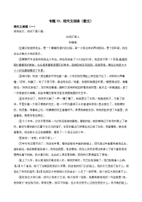 专题13：现代文阅读（散文）-2024年中考语文一轮复习综合强化训练（全国通用）原卷版+解析版