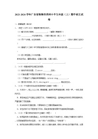 广东省珠海市第十中学2023—2024学年九年级上学期期中考试语文试题