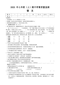 湖南省邵阳市新邵县迎光乡中学2023-2024学年七年级上学期期中考试语文试题