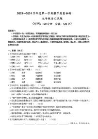 山东省滨州市滨城区2023-2024学年九年级上学期期中考试语文试题（含答案）