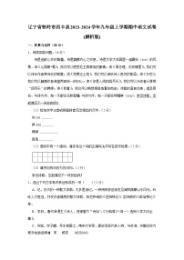 辽宁省铁岭市西丰县2023-2024学年九年级上学期期中语文试卷