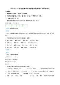 辽宁省大连市甘井子区2023-2024学年七年级上学期期中语文试题（解析版）