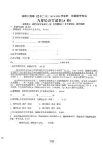 福建省漳州市漳州二中2023-2024学年第一学期期中考九年级语文试卷