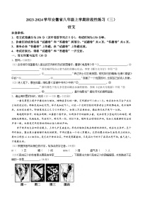 安徽省宿州市砀山重点中学2023-2024学年八年级上学期12月质量调研语文试题（含答案）