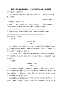 【期末复习】统编版 初中语文 2023-2024学年 九年级上册 文言文阅读精选题（含答案）