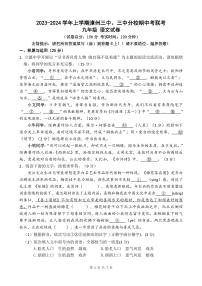 福建省漳州市第三中学2023-2024学年九年级上学期期中考试语文试题