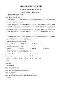 重庆市开州区文峰教育集团2023-2024学年八年级上学期12月月考语文试题（解析版）