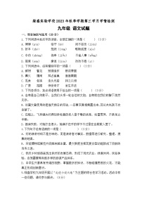 四川省自贡市蜀光绿盛实验学校2023-2024学年九年级上学期12月月考语文试题