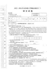 黑龙江省佳木斯市抚远市2023-2024学年九年级上学期12月期末语文试题