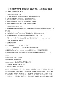 2019-2020学年广东省清远市阳山县九年级（上）期末语文试卷（含详细答案解析）