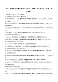 2022-2023学年山东省泰安市宁阳县九年级（上）期末语文试卷（五四学制）（含详细答案解析）