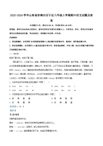 2023-2024学年山东省济南市历下区八年级上学期期中语文试题及答案