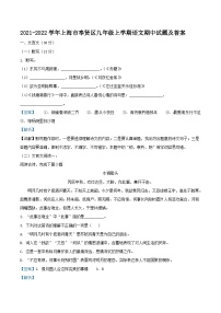 2021-2022学年上海市奉贤区九年级上学期语文期中试题及答案