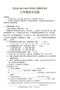 河南省三门峡市灵宝市2023-2024学年八年级上学期1月期末考试语文试题