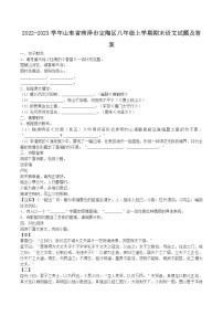 2022-2023学年山东省菏泽市定陶区八年级上学期期末语文试题及答案
