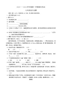 13，安徽省池州市青阳县2023-2024学年七年级上学期1月期末语文试题