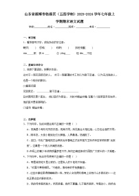 山东省淄博市临淄区（五四学制）2023-2024学年七年级上学期期末语文试题(含答案)