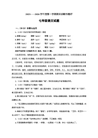 山东省枣庄市台儿庄区2023-2024学年七年级上学期期末考试语文试题