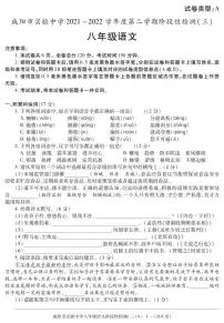陕西省咸阳市实验中学2021-2022学年八年级下学期阶段检测（月考）（三）语文试题