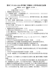 广东省湛江市雷州市第二中学2023-2024学年九年级下学期开学考试语文试题