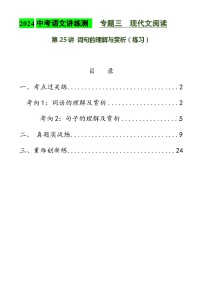 第25讲 词句的理解与赏析（练习）2024年中考语文讲练测（解析版）