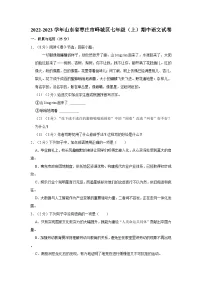 山东省枣庄市峄城区2023—2024学年七年级上学期期中质量检测语文试卷