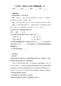 中考语文一轮复习八年级下册基础试题（九）