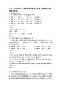 2021-2022学年辽宁省沈阳市法库县九年级上学期语文期末试题及答案