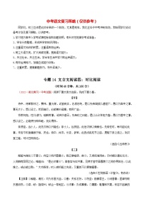 最新中考语文一轮复习讲练测  专题14 文言文阅读四：对比阅读（测试）