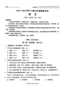 成都市高新区2024届初三年级模拟考试语文试卷（附参考答案）