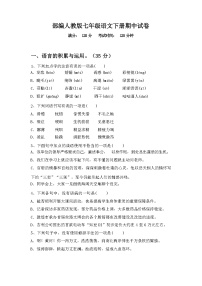 2024年春部编人教版七年级语文下册期中试卷（含答案）