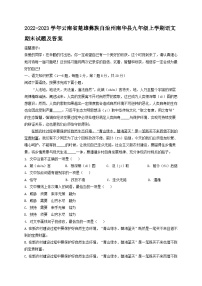 2022-2023学年云南省楚雄彝族自治州南华县九年级上学期语文期末试题及答案