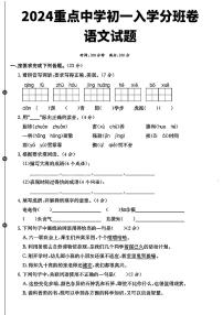 四川省成都市青羊区重点中学2024-2025学年七年级上学期入学分班考试语文试题