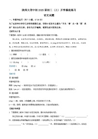 陕西省西安市雁塔区陕西师范大学附属中学2024-2025学年九年级上学期开学考试语文试题（解析版）