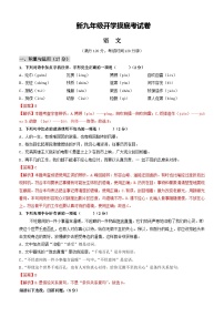 部编版语文九年级开学测试卷9（试卷+答案+解析）