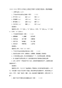 2020-2021学年七年级上册语文期中试卷及答案A卷部编版