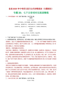专题20：七下古诗词对比阅读精练-2025年中考语文复习 古代诗歌阅读（全国通用）