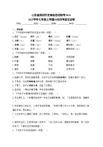 山东省滨州市无棣县名校联考2024-2025学年七年级上学期10月月考语文试卷(含答案)