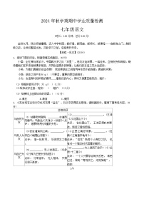 江苏省无锡市新吴区2024-2025学年七年级上学期期中学业质量检测语文试卷