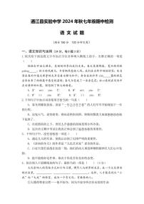 四川省巴中市通江县实验中学2024～2025学年七年级上学期半期学业质量检测语文试题（含答案）
