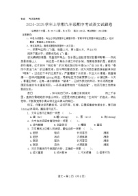 云南省思茅第一中学2024-2025学年九年级上学期11月期中语文试题