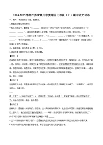 2024-2025学年江苏省泰州市姜堰区七年级（上）期中语文试卷（含详细答案解析）
