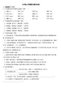 吉林省长春市九台区2024年七年级上学期语文期末试卷【附答案】